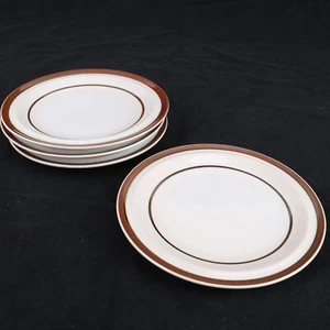 4 Sierra Stoneware Bread Plates Brown Stripe Japan - Picture 1 of 6