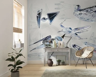 Star Wars Wall Mural 400x280cm Kids bedroom wallpaper blueprint giant size - Image 1 of 4
