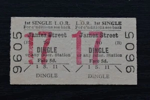 Liverpool Overhead Railway Ticket LOR JAMES STREET to DINGLE No 9605 - Picture 1 of 1