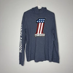 Harley Davidson Motorcycle Hoodie Mens M Willie G #1 Race Slub Cotton Jersey - Picture 1 of 5