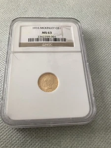 1916 McKinley Memorial Gold Dollar Commemorative NGC Graded MS 63 Great Luster - Picture 1 of 2