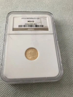 1916 McKinley Memorial Gold Dollar Commemorative NGC Graded MS 63 Great Luster - Image 1 of 2