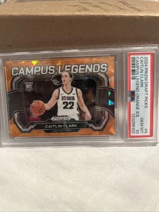 2024 Panini Prizm Draft Campus Legend Caitlin Clark Orange Ice Prizm PSA 10 - Imagen 1 de 3