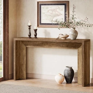 Bauernhaus-Konsolentisch, 140cm Sofatisch aus Holz mit Stauraum für Wohnzimmer - Bild 1 von 8
