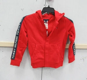 Tommy Hilfiger Logo Boys Kids Red Hoodie Cotton Jacket NEW w/ TAGS Sz M (8-10) - Picture 1 of 4