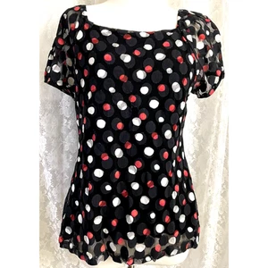 Style co Petite Women's Red & Black Polka dot Tops XL - Imagen 1 de 8