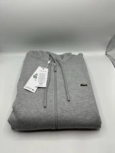 *NEW* Men Lacoste Fleece Zip-up hoodie Gray SH9626 Sz Medium - Picture 1 of 5