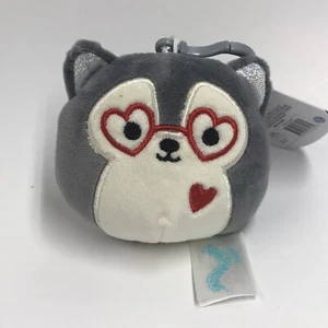 Squishmallow Ryan Wolf Husky Clip Keychain Grey Heart Christmas 3.5” Walgreens - Picture 1 of 6