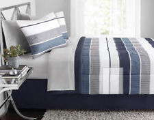Queen Or full Bed In A Bag 8 Piece Set Assorted Striped Or Plaid Blue Color
