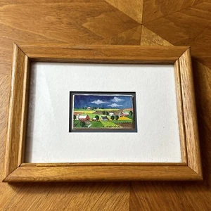 Original Kunst von Laura Meddaugh Aquarell ländlicher Bauernhof primitive Volkskunst 1985 - Bild 1 von 18