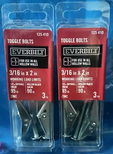 DUE NUOVE confezioni Everbilt bulloni a levetta zincati 2 pollici cartongesso sei bulloni totali - Foto 1 di 4