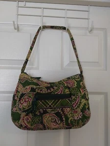 Vera Bradley Green Paisley Print Shoulder Purse W/Outside Zip Pocket - Picture 1 of 6