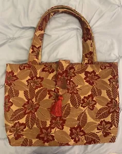 The Bag Damen Gobelin Beuteltasche Canvas Tasche Schultertasche Week-ender Tasche Floral Rot - Bild 1 von 13