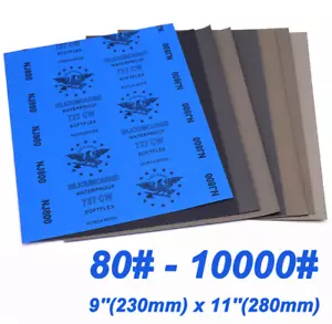 "Hojas de papel de lija húmedo y seco 80-10000 arena impermeables 9"" x 11""" - Imagen 1 de 4