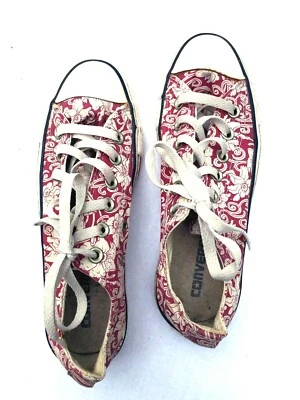 Редкие женщины Converse все звезды Уильям Моррис узор красный + белый низкие кроссовки 7 - Изображение 1 из 4