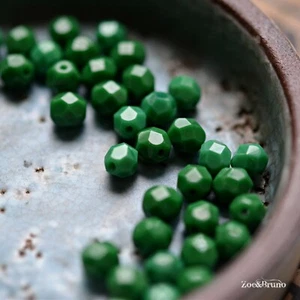 25 Opaque Grass Green, Fire-Polish, Premium Czech Glass, Round Beads - Picture 1 of 9