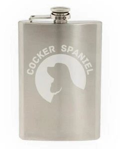 Cocker Spaniel Dog Breed Pride Etched Hip Flask 8oz - Picture 1 of 1