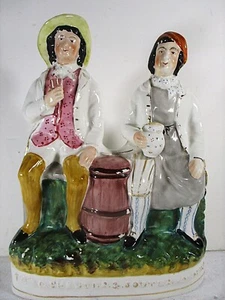 19TH C LARGE STAFFORDSHIRE TAM O'SHANTER & SOUTER JOHNNIE ROBERT BURNS FIGURES - Picture 1 of 8