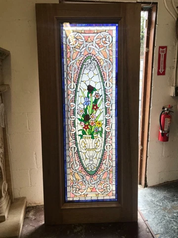 BEAUTIFUL HAND MADE CUT AND JEWELED STAINED GLASS  ESTATE DOOR - JB24 Cover