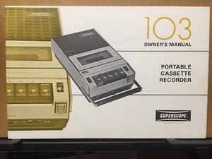 Manuale d'uso ~ Superscope 103 registratore a cassette portatile originale - Foto 1 di 2