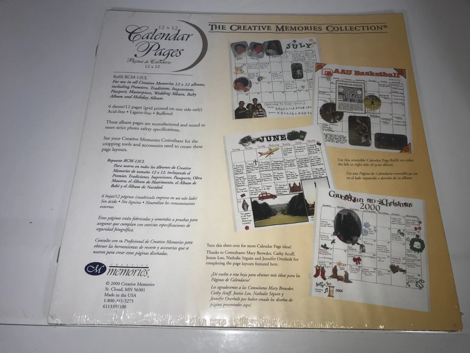 Creative Memories 12x12 Tamaño Original Página Recarga TÚ ELIGES Estilo y Color Foto 1 de 3