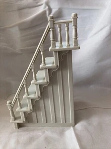 Dollhouse Replacement Staircase Freestanding White Plastic 7” - Picture 1 of 9