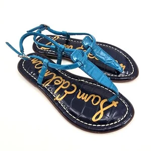 Sandalias Sam Edelman Gigi para niños de cuero azul con tiras talla 1 nuevas sin caja - Imagen 1 de 5