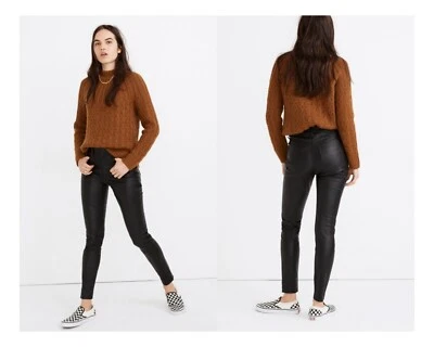 Pantalones de mezclilla ajustados Madewell de tiro alto de cuero negro talla 26 nuevos con etiquetas Foto 1 de 4