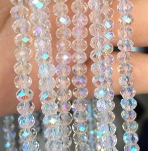 weiß/klar Facettierte Glasperlen 2mm4mm6mm Kügelchen Kristall für DIY Schmuck - Bild 1 von 3