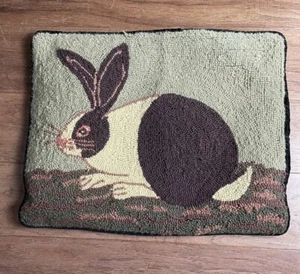 Peking Handicraft Wool & Cotton Hook pillow Cozy Bunny INSERT INCLUDED - Picture 1 of 7