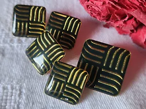 Lot 5 boutons vintage en métal noir inclusion carré pied 1,5 et 2 cm ref 3388 - Bild 1 von 4
