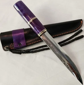 Yakut knife, Hand Forged, Beautiful purple, Right Hand Yakut Knife, Daddy"s Gift - Picture 1 of 10