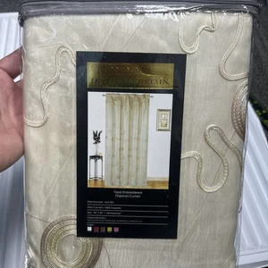 Tenda organza ricamata a nastro ULA-321 avorio set di 3 - Foto 1 di 2