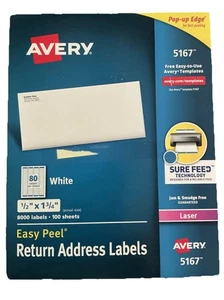 Avery Dennison Ave-5167 Easy Peel Address Label - 0.5" Width X 1.75" 8000 Labels - Picture 1 of 5