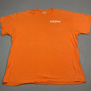 T-shirt uomo vintage F. H. Davis XXL punto singolo grafica pesca anni 90 arancione - Foto 1 di 18