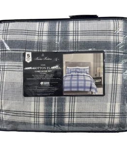 Brooks Brothers 5 Piece King Cotton Flannel Comforter Set 106”x90” - Picture 1 of 3