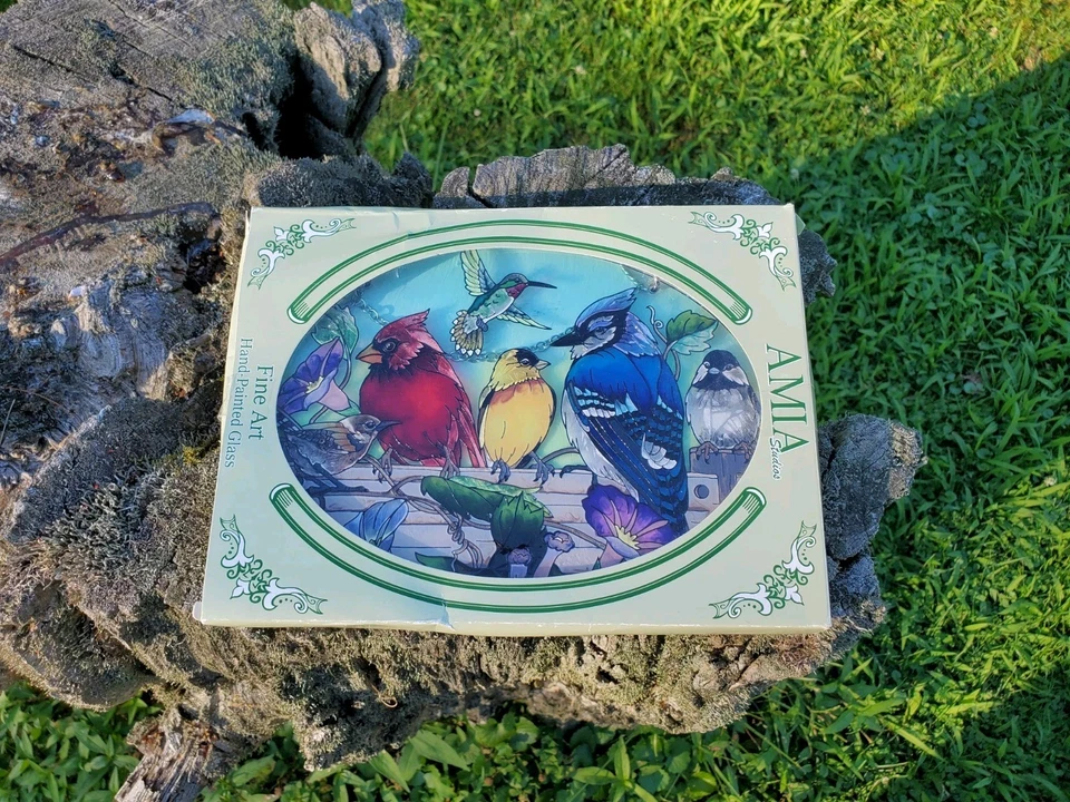 Amia Stained Glass Sun Catcher Multi Birds 8.75"x6.5 Lotus Garden Window Art EUC - Image 1 of 4