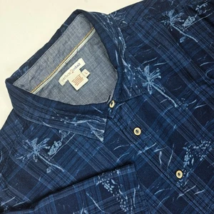 Carbon 2 Cobalt Button Up Shirt Blue Palm Leaves Short Sleeve Mens Large - Picture 1 of 6