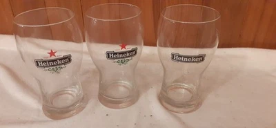 ✅💯3 Vecchi boccali bicchieri birra vetro decorato collezione vintage heineken - Immagine 1 di 4