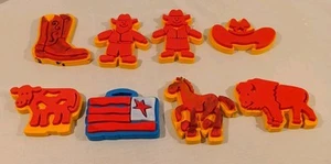 8 Schaumstoff Stempel Western Cowboy Cowgirl Bauernhoftiere amerikanische Flagge - Bild 1 von 10