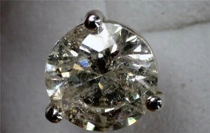 NEW 3/4 CARAT PLATINUM ROUND NATURAL DIAMOND SINGLE EARRING - Picture 1 of 3