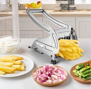 French Fry Cutter Stainless Steel Vegetable Potato Slicer Dicer Chopper 2 Blades - Picture 1 of 9