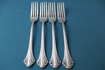 4 Tenedores de Cena Toalla PLUMA COLONIAL 18/8 Inoxidable Alemania 8 1/8" Foto 1 de 4