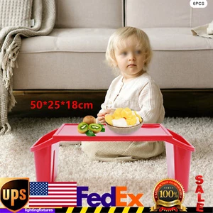 6x Baby Kids Lap Desk Plastic Flat Breakfast Tray with Side Pockets for Car Home - Picture 1 of 20