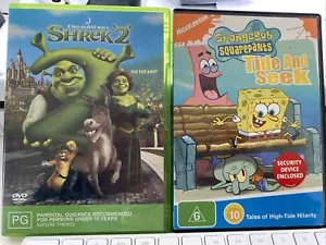 U GET BOTH DREAMWORKS SHREK 2 far far & SPONGEBOB TIDE & SEEK DVD R4 FREE POST - Picture 1 of 2