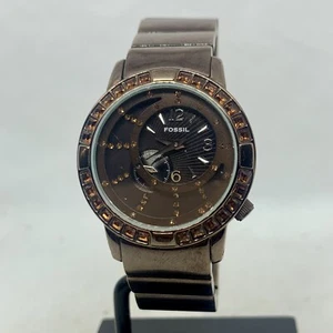 FOSSIL F2 ES-1861 Women’s Quartz Wristwatch Crystal Bezel All St Steel Working - Picture 1 of 19