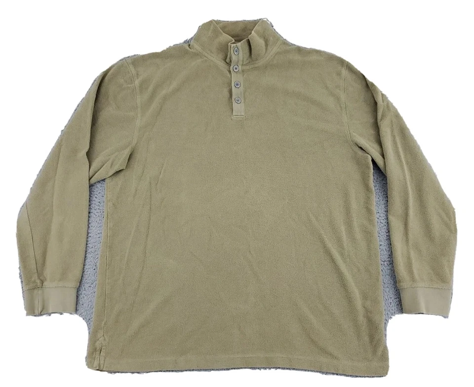 The Territory Ahead Sweater Mens Extra Large Tall Green Mock Neck Henley Adult  - Image 1 of 4