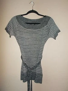 Aylx Womens Size M Striped Knit Sweater Scoop Neckline with Belt - Picture 1 of 5