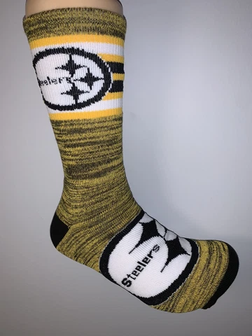PITTSBURGH STEELERS NFL FOOTBALL MENS LOGO RETRO JUMP CREW LENGTH SOCKS LARGE Cover