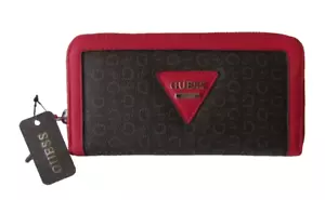 Guess Factory Women’s Slim Clutch Wallet Tan Pink Zip - Picture 1 of 5